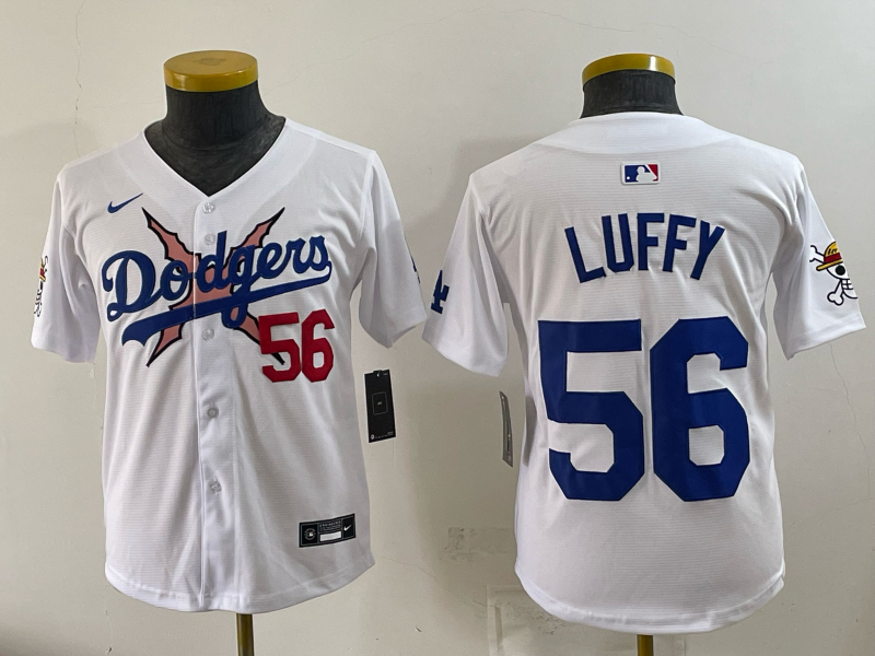 Youth Los Angeles Dodgers #56 Luffy white Game 2026 Nike MLB Jersey 0727003